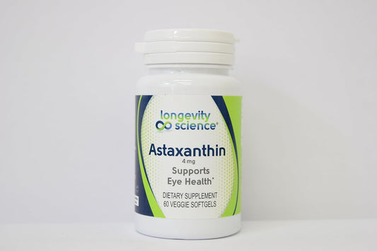 High Potency Longevity Science Astaxanthin Capsules - 4mg, 60 Count Bottle