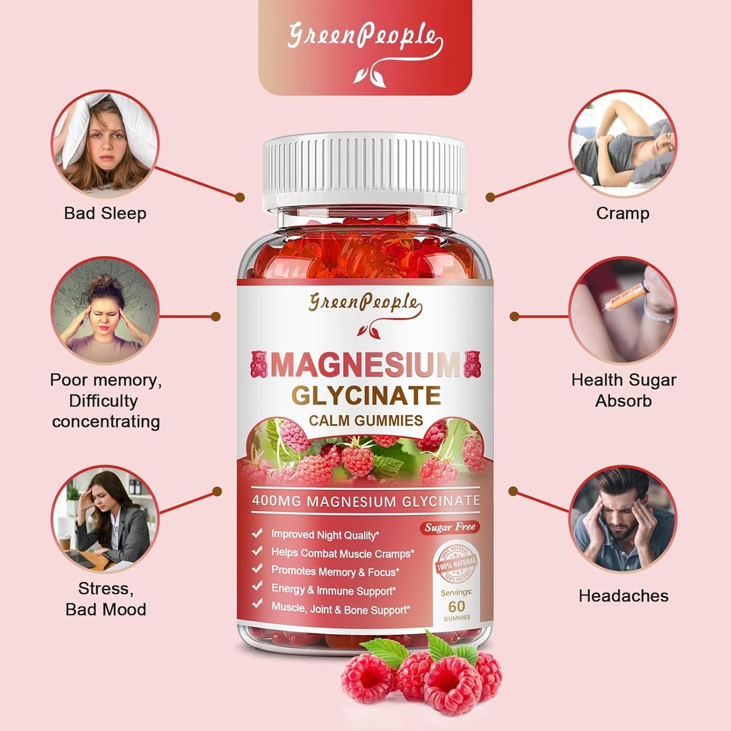 High Potency Magnesium Glycinate Gummies - 400mg & 1000mg - GREENPEOPLE