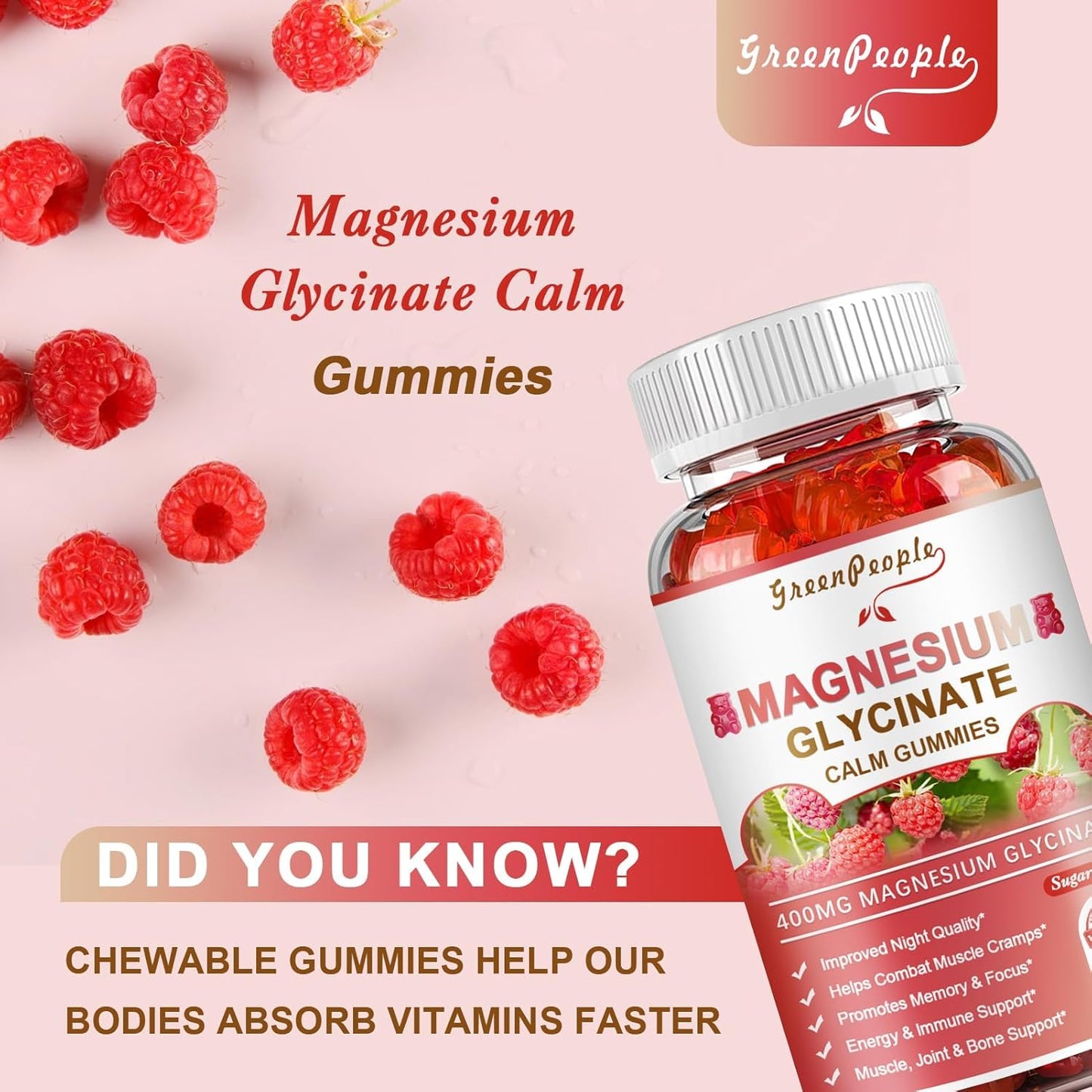 High Potency Magnesium Glycinate Gummies - 400mg & 1000mg - GREENPEOPLE