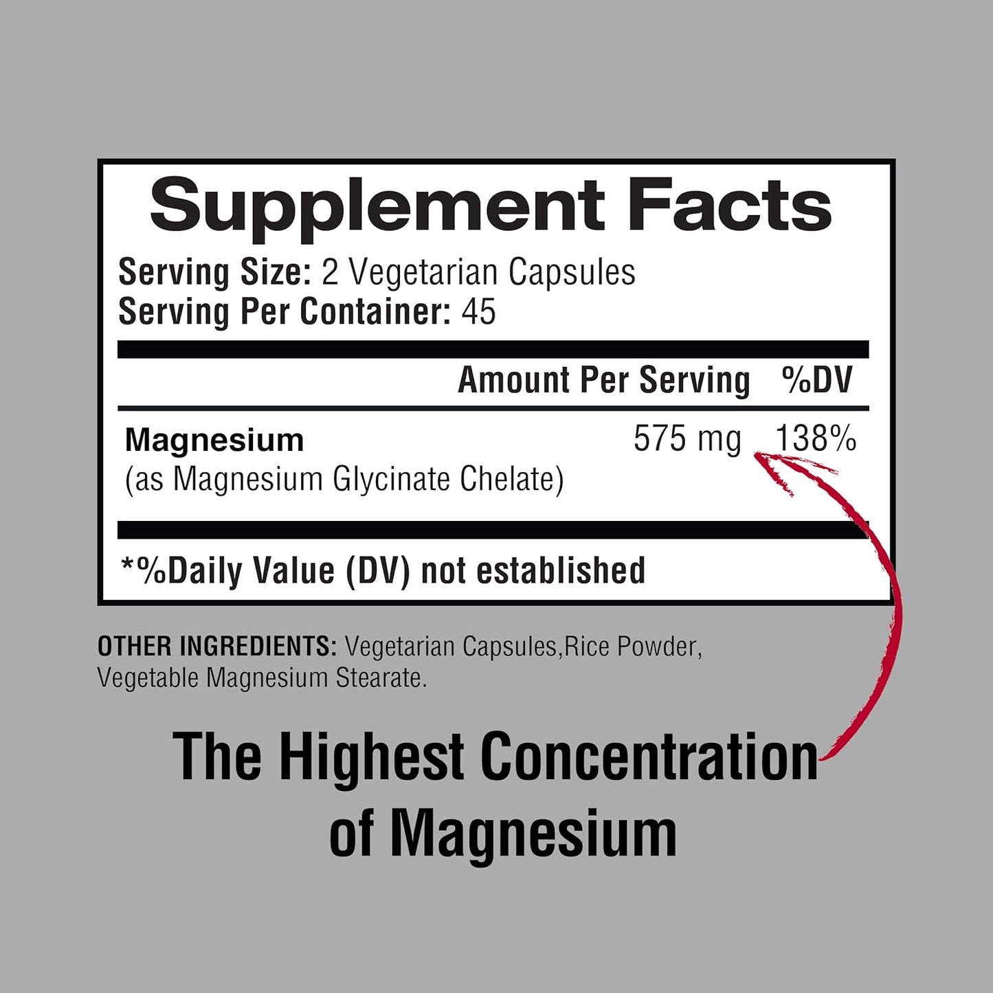 High Potency Magnesium Glycinate Supplement for Muscle & Bone Health - 90 Vegan Capsules, 575mg per Serving, Non-GMO, Promotes Relaxation & Mood Balance