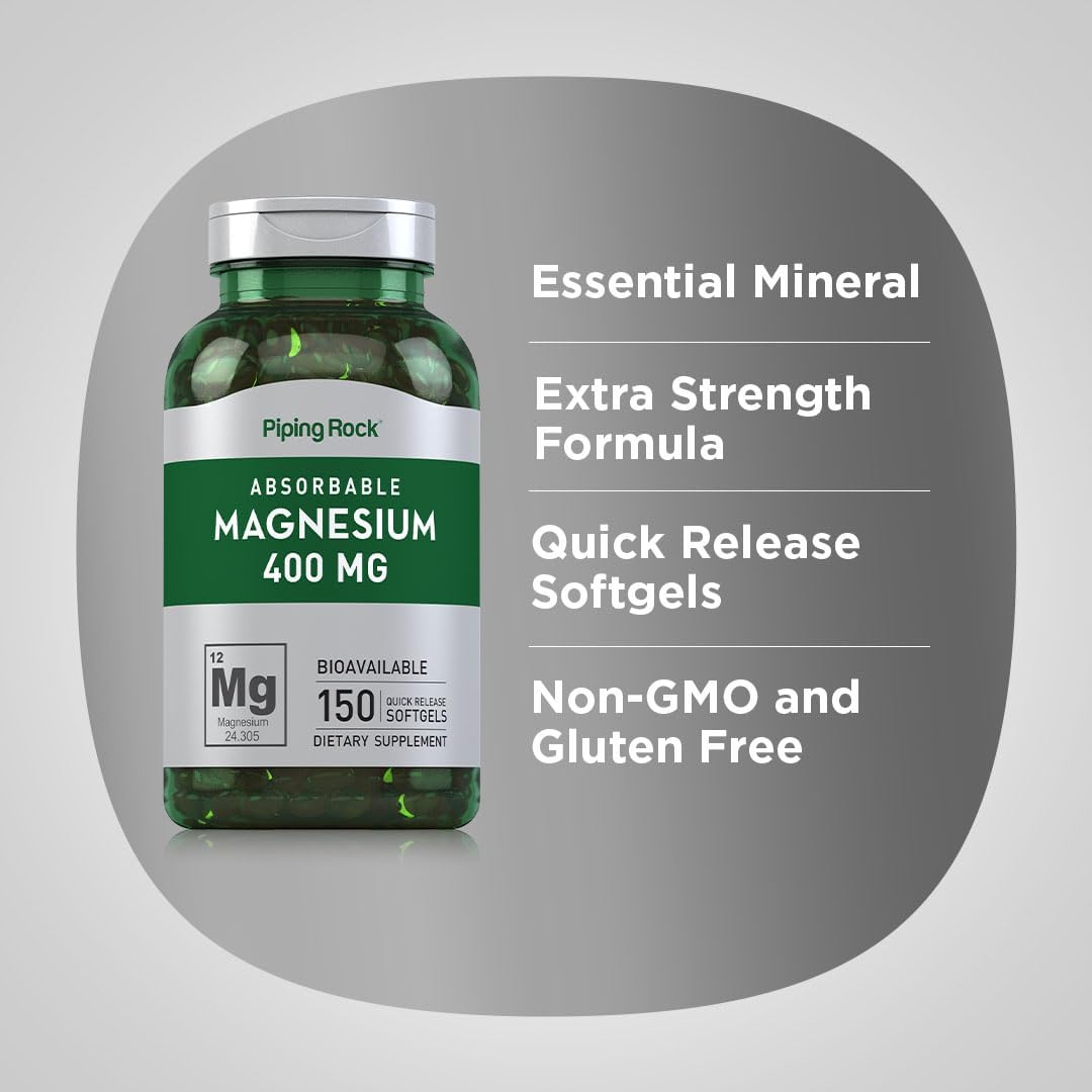 High Potency Magnesium Oxide Softgels 400mg | 150 Count | Non-GMO, Gluten Free Supplement