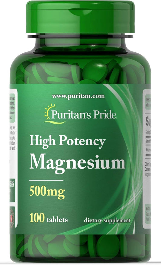 High Potency Magnesium Tablets - 500 mg, 100 Count by Puritan's Pride - BoostGo Australia