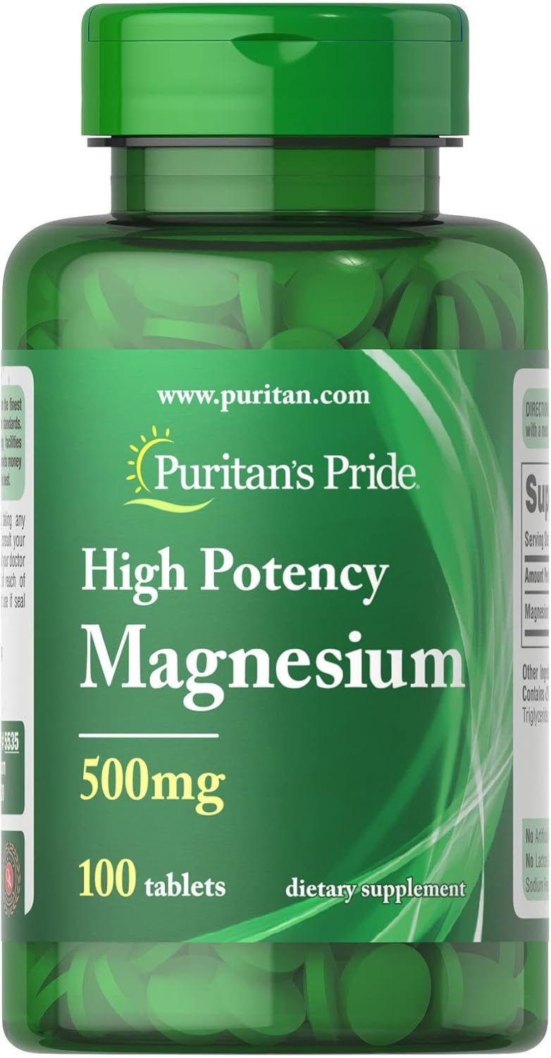 High Potency Magnesium Tablets - 500 mg, 100 Count by Puritan's Pride - BoostGo Australia
