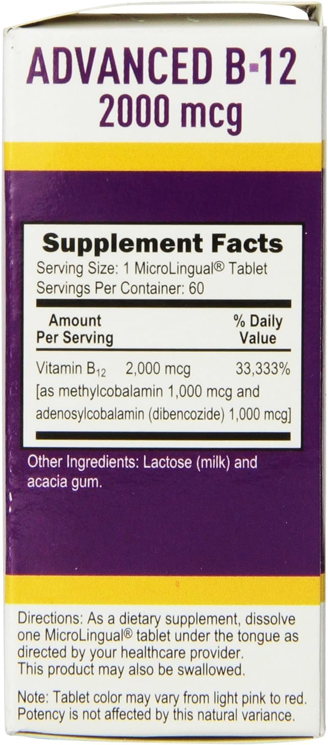 High-Potency Methylcobalamin B-12 Supplement for Heart Health & Energy - 60 Sublingual Tablets