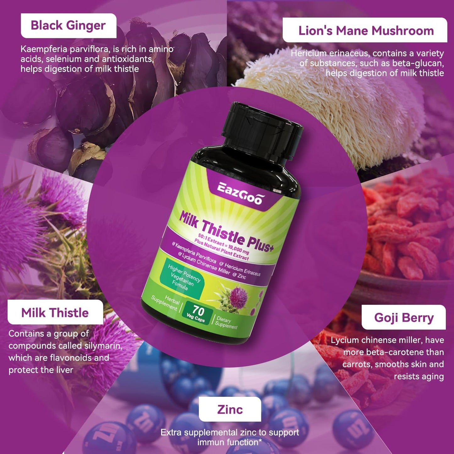 High Potency Milk Thistle Capsules for Liver Support - 380mg (19000mg Equivalent) - 80% Silymarin - 70 Vegan Capsules