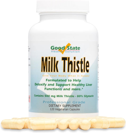 High Potency Milk Thistle Extract - 500mg - 80% Silymarin - 120 Vegetarian Capsules