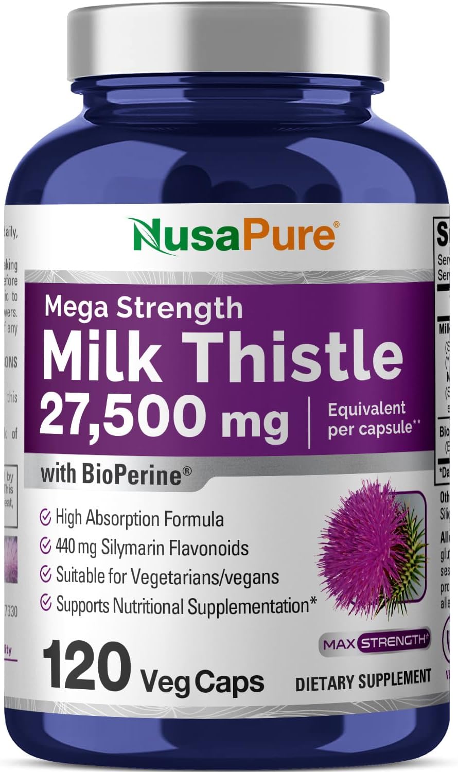 High Potency Milk Thistle Extract Capsules - 27,500mg, 120 Veggie Caps (80% Silymarin, Non-GMO, Vegan) - Strongest Formula - BoostGo Australia