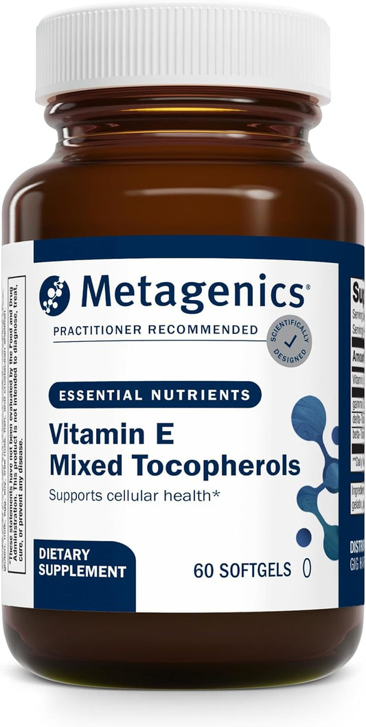 High Potency Mixed Tocopherols Vitamin E Supplement with Gamma, Delta, & Beta-Tocopherols - Antioxidant Support - 60 Softgels