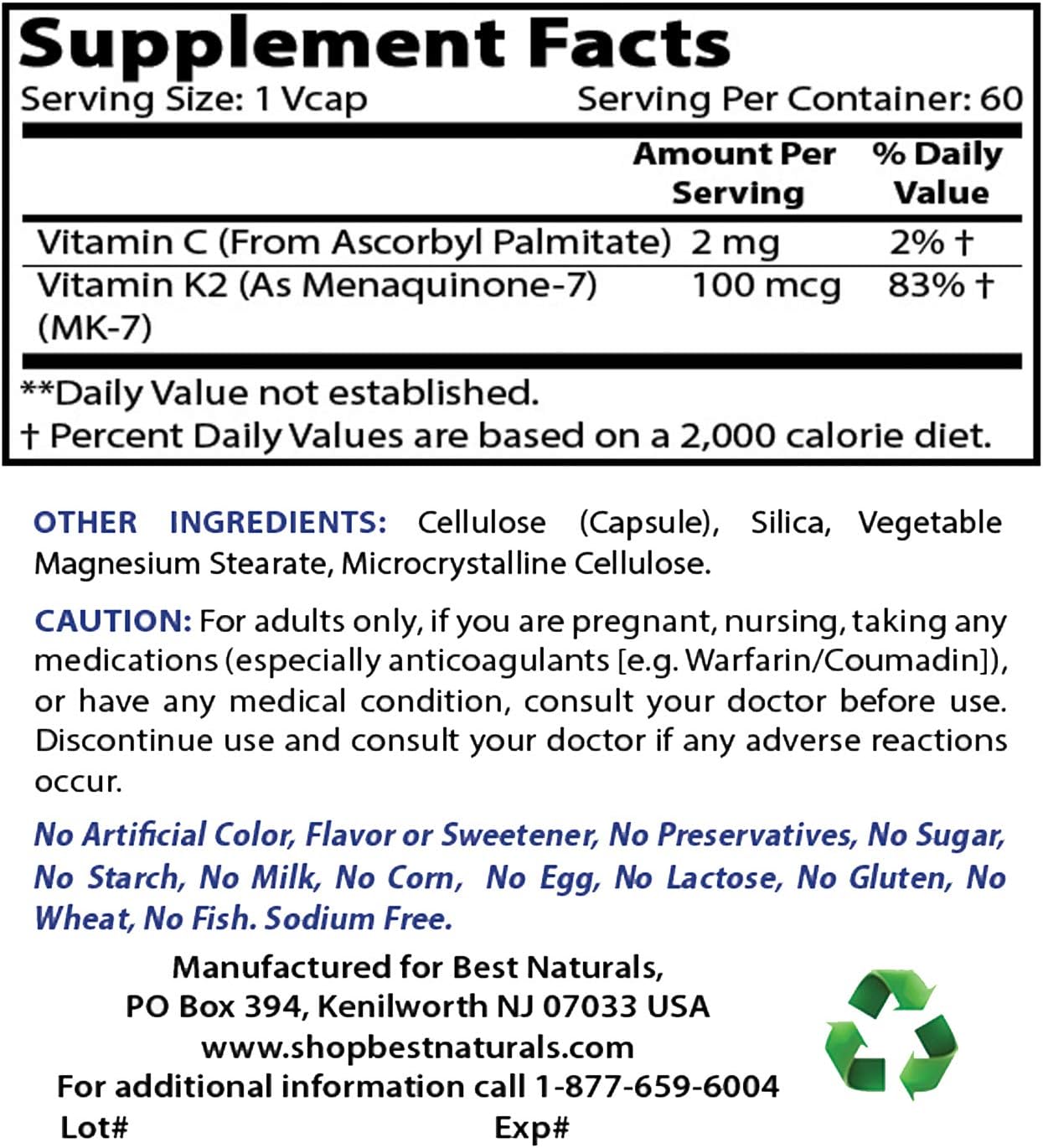 High Potency MK-7 100 mcg with Quercetin and Bromelain - Natural Vitamin K2 Supplement