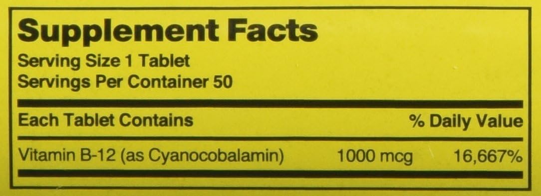 High Potency Nature's Blend Vitamin B12 Tablets - 1000 mcg, 50 Count