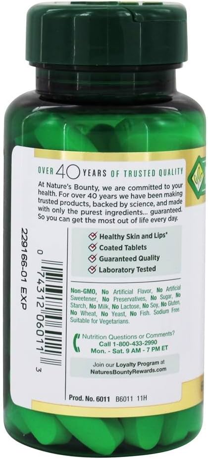 High Potency Nature's Bounty L-Lysine 1000mg for Immune Support - 60 Tablets
