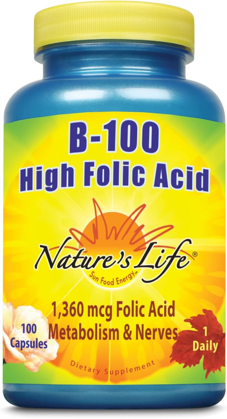 High Potency Nature's Life B-100 with Folic Acid - 100 Tablets