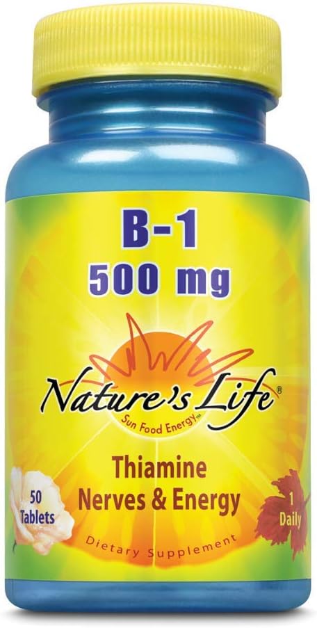 High Potency Nature's Life Vitamin B-1 Tablets - 500 mg | 50 Count Bottle