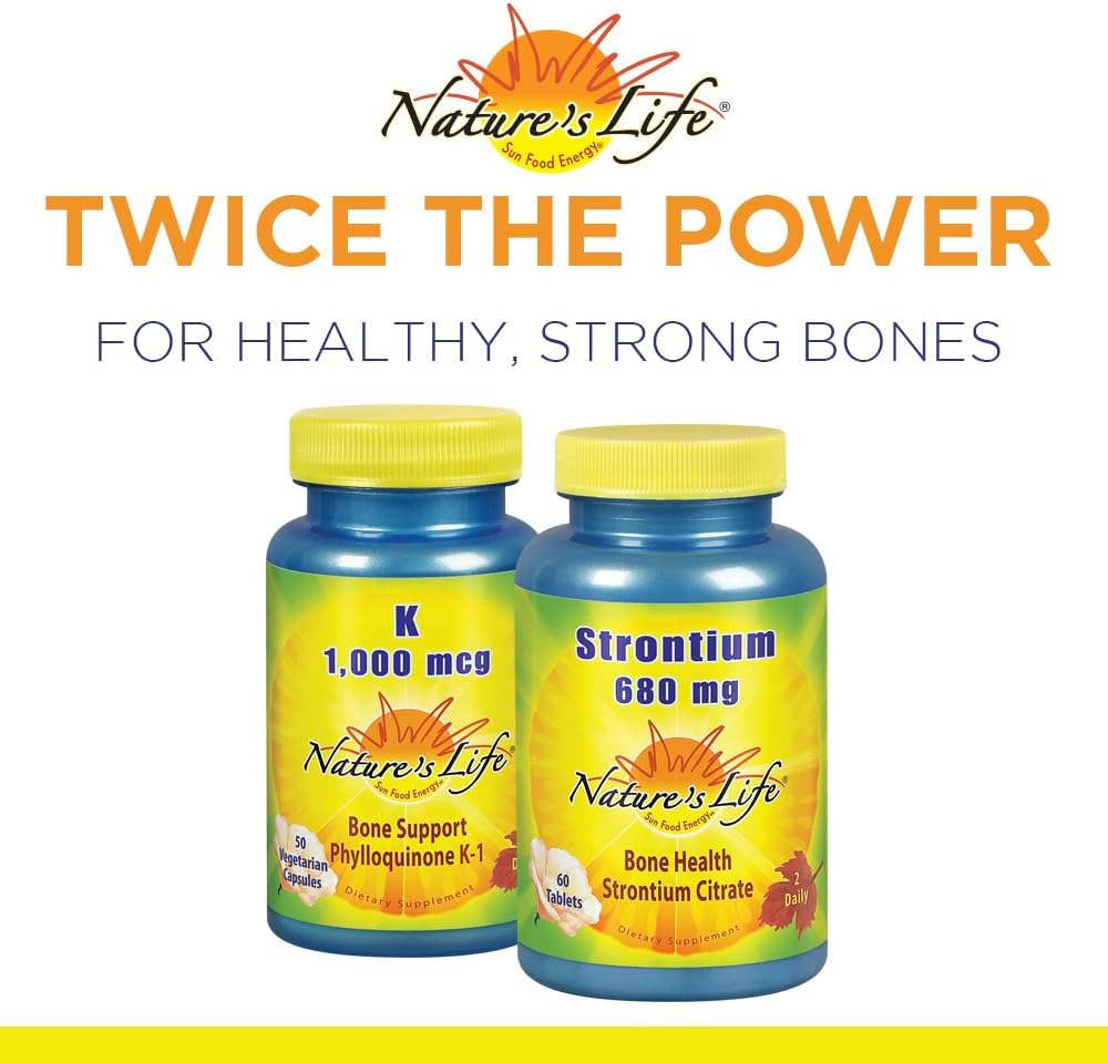 High Potency Nature's Life Vitamin K-1 Supplement for Healthy Bones & Cardiovascular Support - 50CT