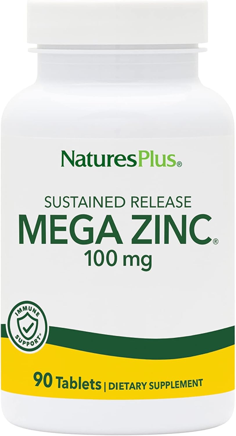 High Potency Natures Plus Mega Zinc 100 mg Sustained Release Tablets - 90 Count