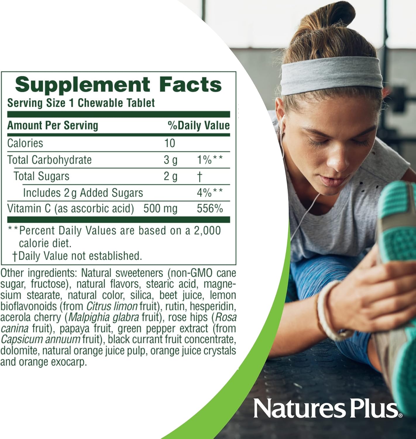 High Potency Natures Plus Orange Juice Vitamin C Chewables - 500mg, 90 Tablets - Immune & Vascular Health Support - Antioxidant Supplement - Vegetarian, Gluten-Free - 90 Servings