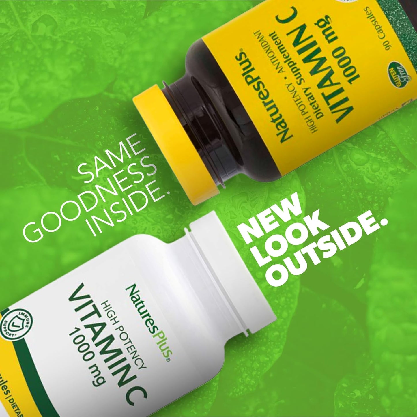 High Potency Nature's Plus Vitamin C 1000mg Capsules - Vascular & Immune Support - Antioxidant Supplement - 90 Servings