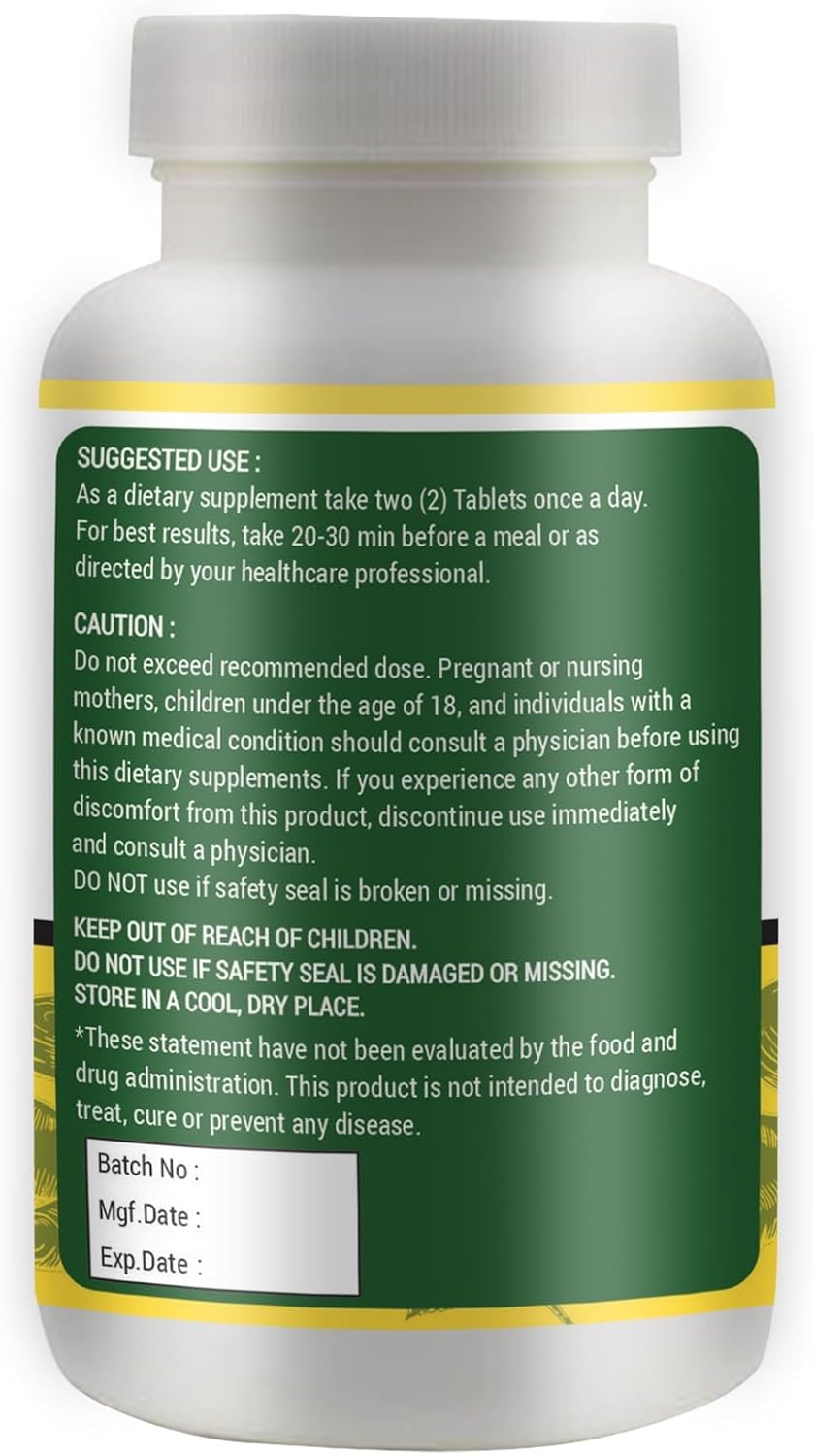 High-Potency Neem Turmeric Capsules - Organic Azadirachta Indica Tablets - 300 Tablets, 1000 Mg - Pack of 1
