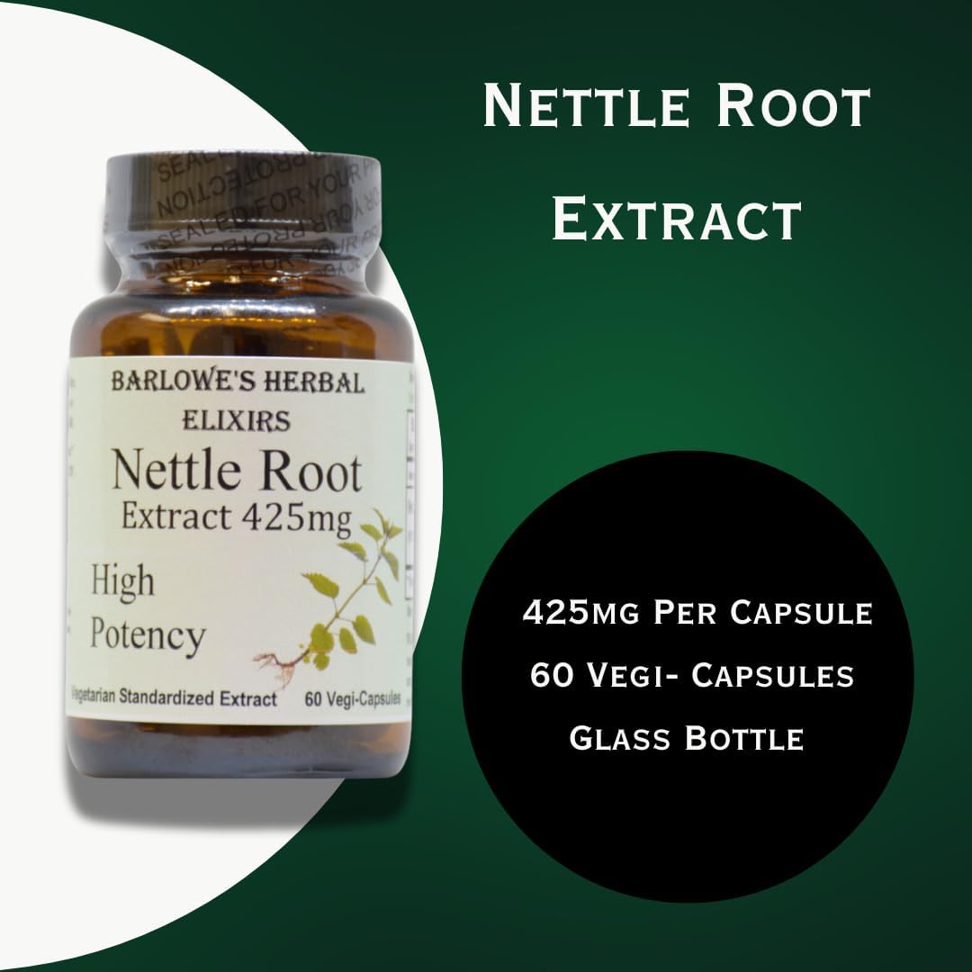 High-Potency Nettle Root Extract Capsules - 95% 3,4-Divanillyltetrahydrofuran - 425mg - 60 Vegan Capsules - Stearate-Free