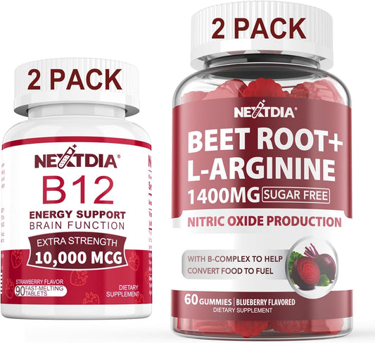 High Potency Nextdia Vitamin B12 Sublingual 10000 mcg with Beet Root Gummies for Maximum Absorption