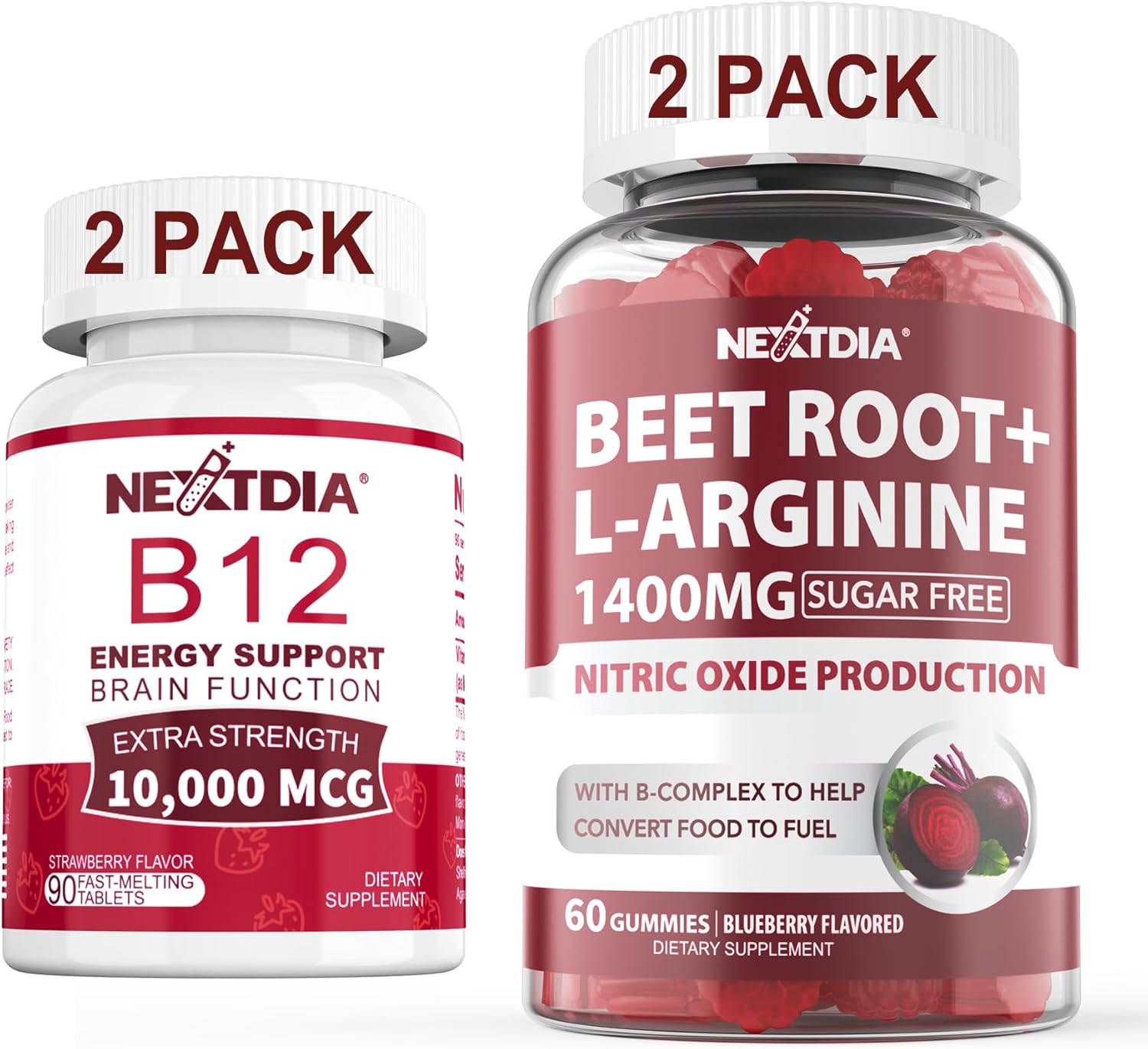High Potency Nextdia Vitamin B12 Sublingual 10000 mcg with Beet Root Gummies for Maximum Absorption
