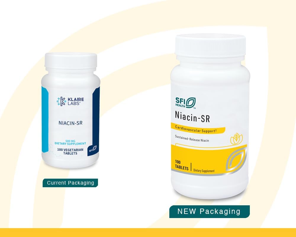 High Potency Niacin-SR 500mg Tablets - Sustained Release Vitamin B3 for Flush-Free Benefits, Adjustable Dose, Hypoallergenic - 100 Count