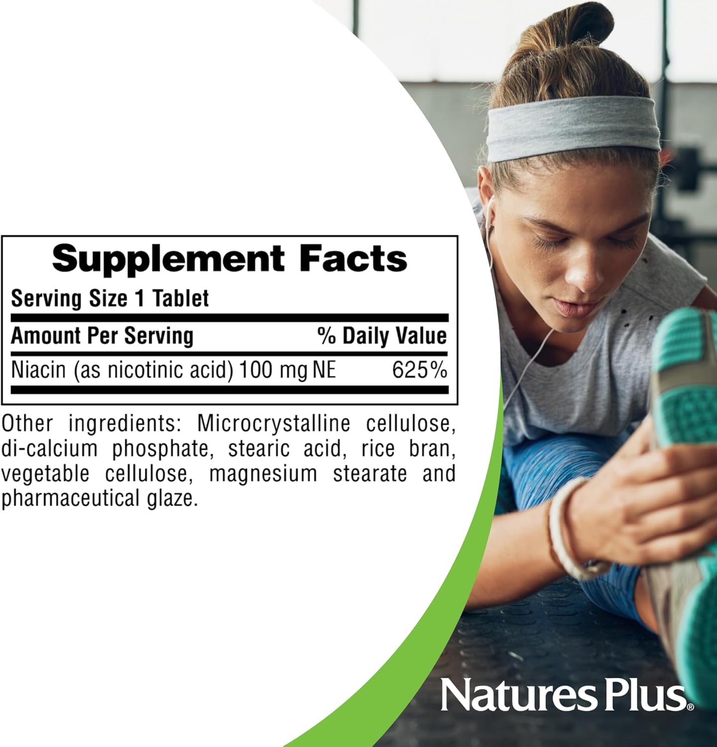 High Potency Niacin Supplement - 100 mg, 90 Vegetarian Tablets - Gluten-Free - 90 Servings