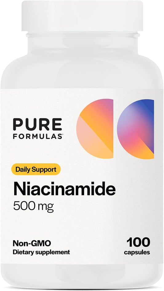 High Potency Niacinamide 500mg Supplement - 100 Capsules for Skin & Joint Health, Energy & Cellular Function - Non Flushing Formula