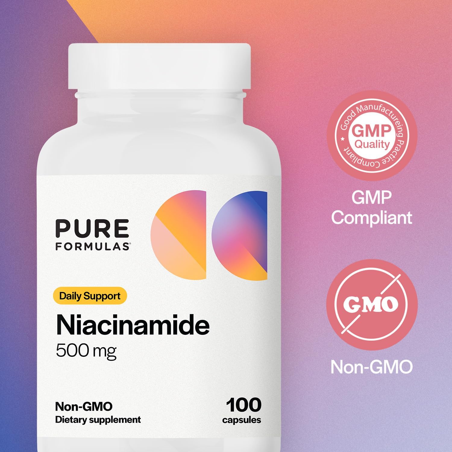 High Potency Niacinamide 500mg Supplement - 100 Capsules for Skin & Joint Health, Energy & Cellular Function - Non Flushing Formula