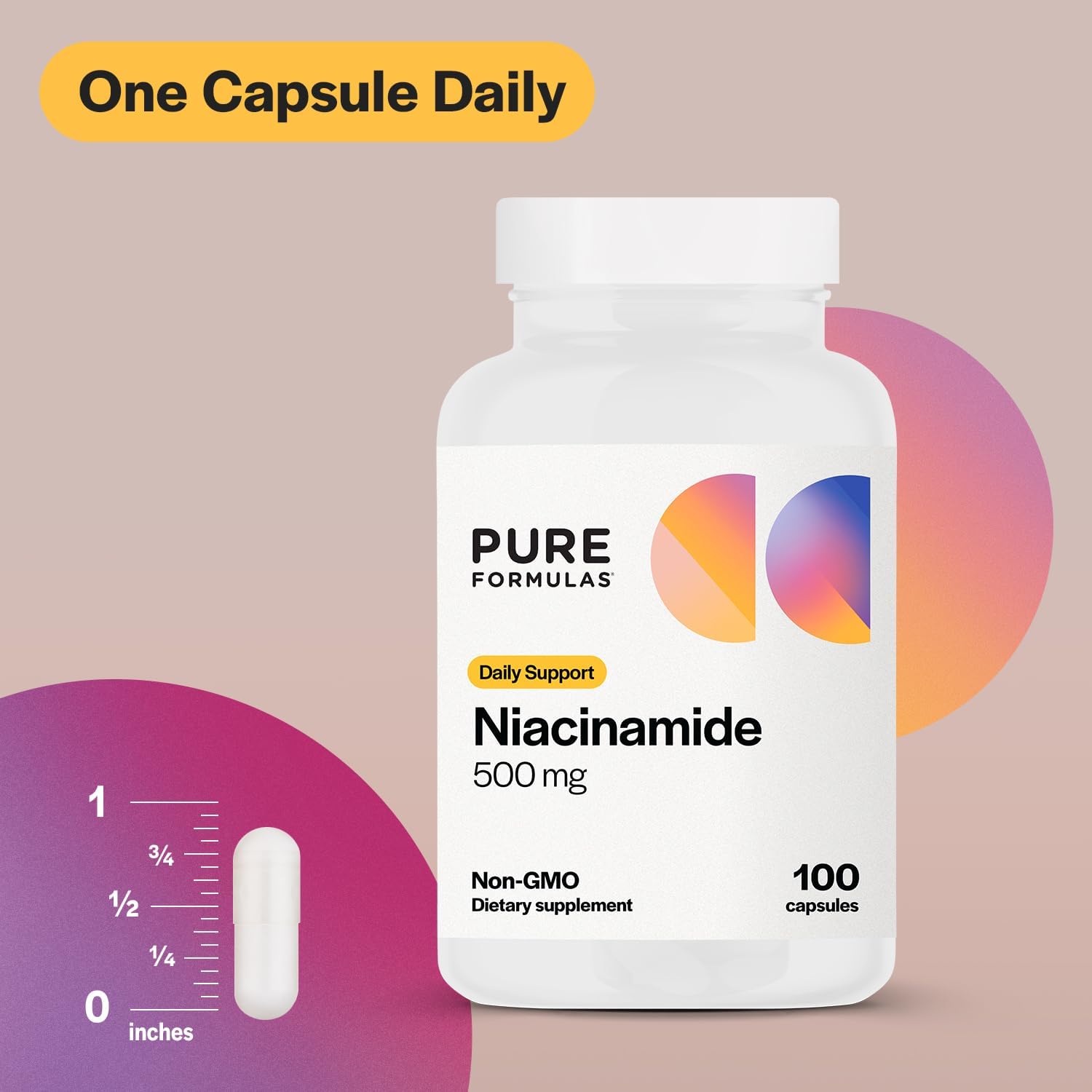 High Potency Niacinamide 500mg Supplement - 100 Capsules for Skin & Joint Health, Energy & Cellular Function - Non Flushing Formula