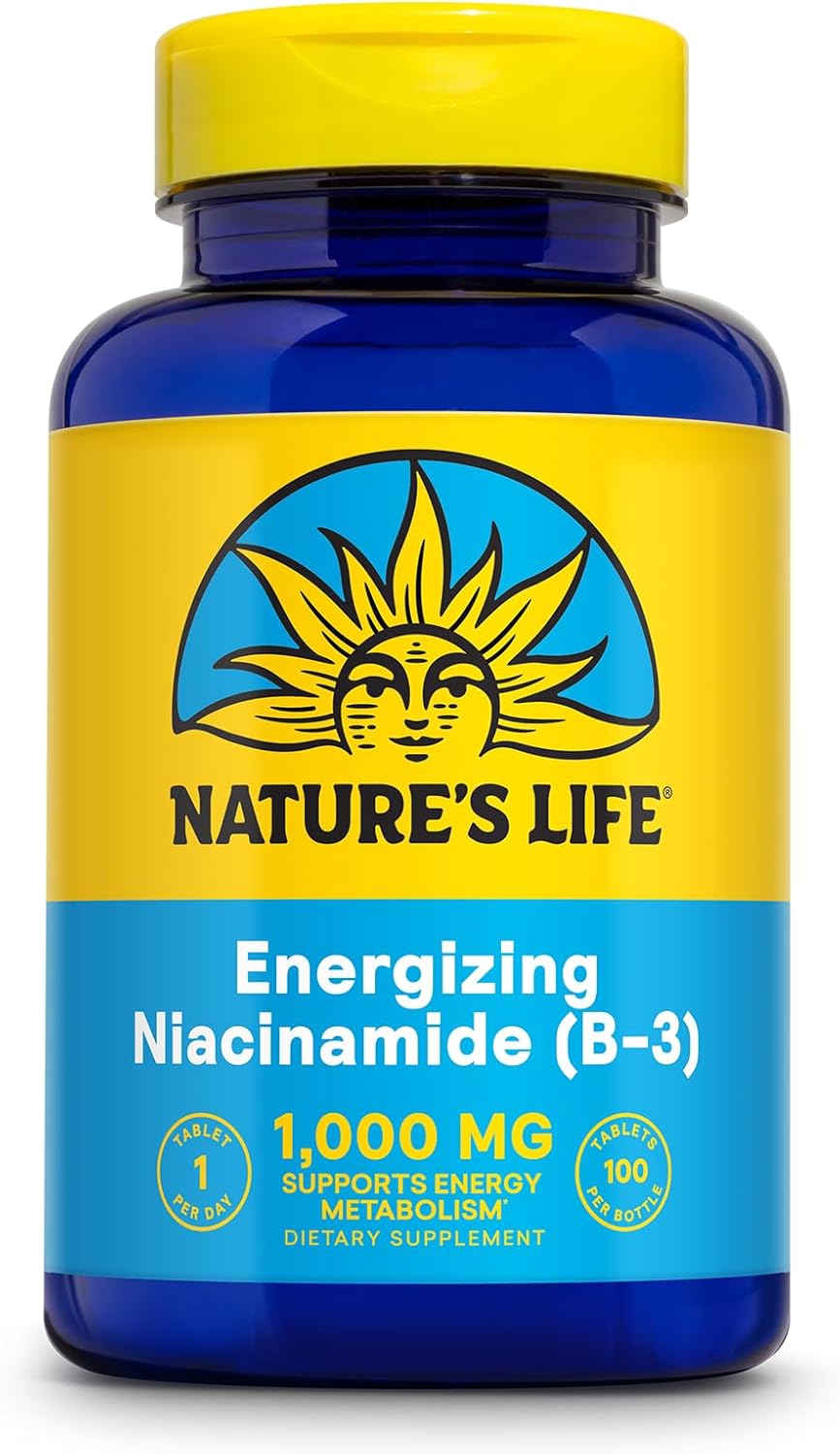 High Potency Niacinamide Vitamin B3 1000mg Supplement for Energy, Metabolism - No Flush, Nerve Support - 100 Tablets, 100 Servings - 60-Day Guarantee