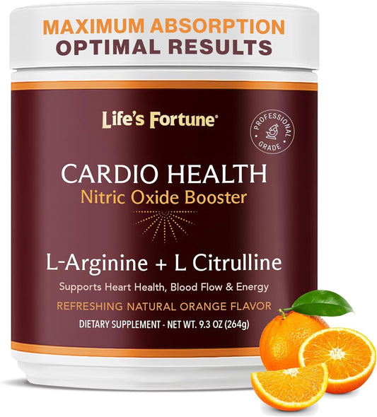 High Potency Nitric Oxide Health Booster Powder with L-Arginine & L-Citrulline - 5000mg & 1000mg, Natural Orange Flavor - Boost Endurance & Workout Performance (20 Servings)