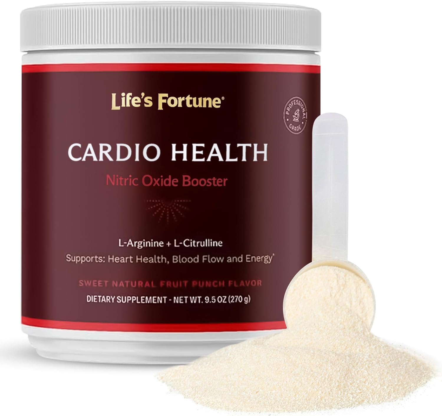 High Potency Nitric Oxide Health Booster Powder with L-Arginine & L-Citrulline - 5000mg & 1000mg, Natural Fruit Punch Flavor - 20 Servings