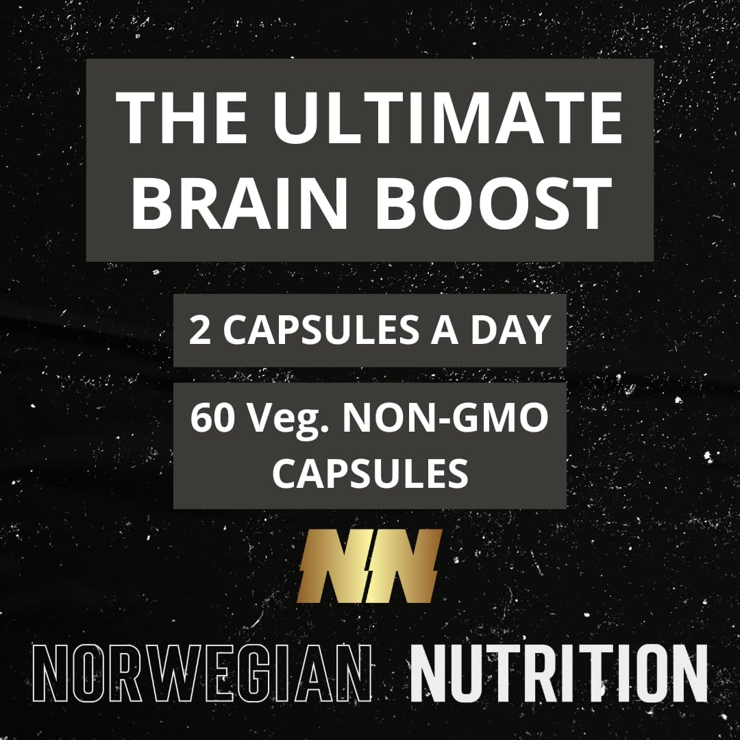 High Potency Norwegian Nutrition Magnesium L-Threonate Capsules - 60 Count, 300MG Each - Improve Sleep, Focus, Memory & Cognitive Function - 99.9% Pure, Gluten Free - Superior Quality!