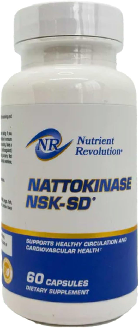 High Potency NSK-SD Nattokinase Supplement for Cardiovascular Support - Promotes Circulation, Non-GMO, Vegetarian - 60 Ct