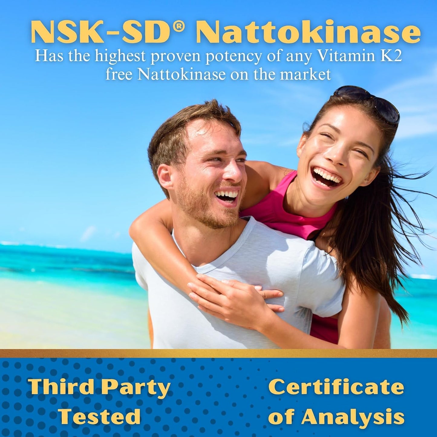 High Potency NSK-SD Nattokinase Supplement for Cardiovascular Support - Promotes Circulation, Non-GMO, Vegetarian - 60 Ct