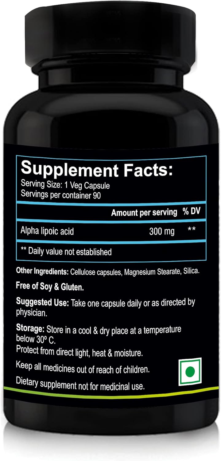 High Potency Nutriosys Alpha Lipoic Acid Supplement - 300mg - 90 Vegetarian Capsules
