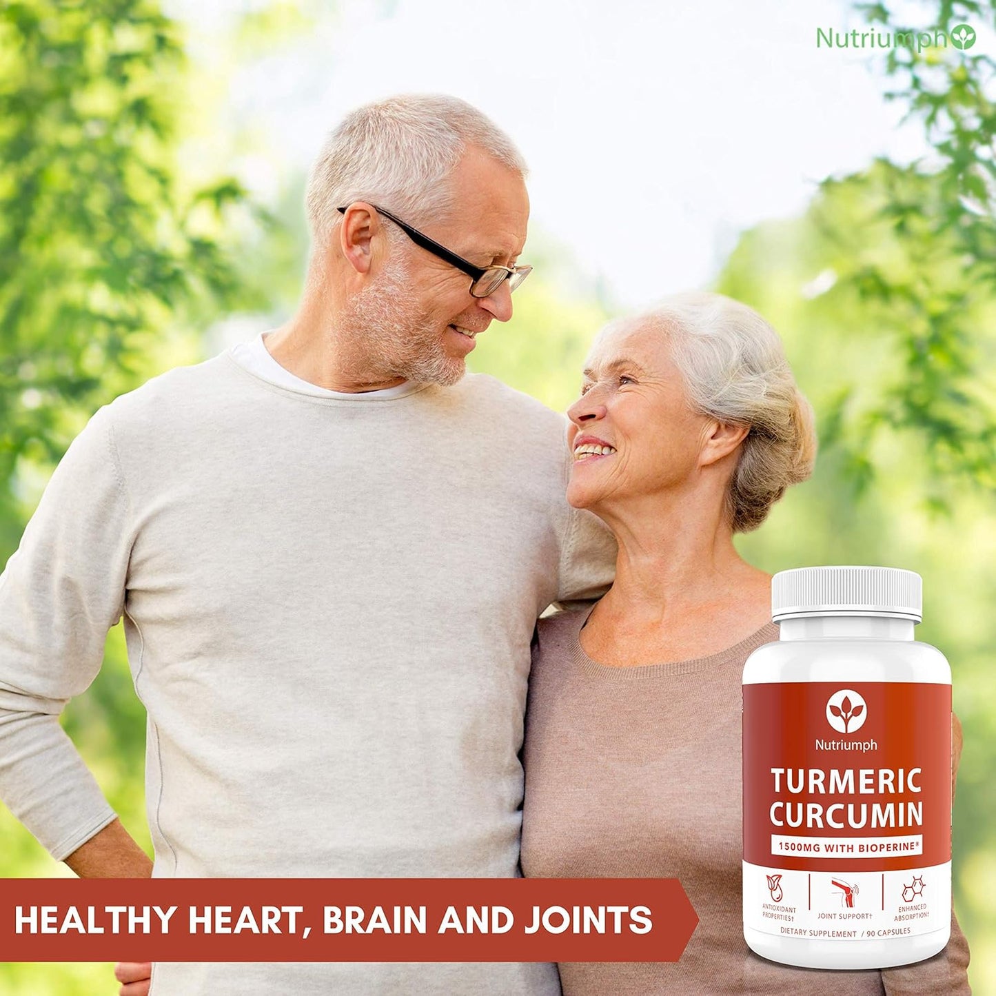 High Potency Nutriumph Turmeric Curcumin Capsules with Bioperine for Enhanced Absorption - 90 Capsules, 1500mg Premium Ingredients