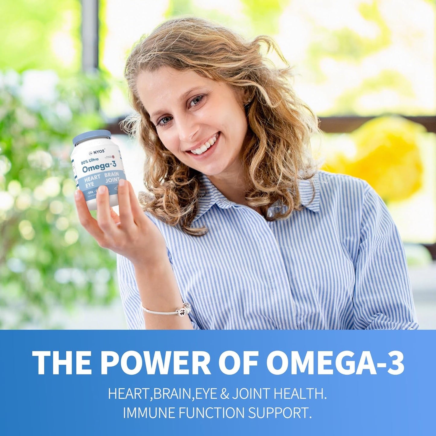 High Potency NYO3 Omega-3 Fish Oil Supplement, 2000mg Burpless Fish Oil with 800mg EPA and 600mg DHA, 60 Softgels for Health Support