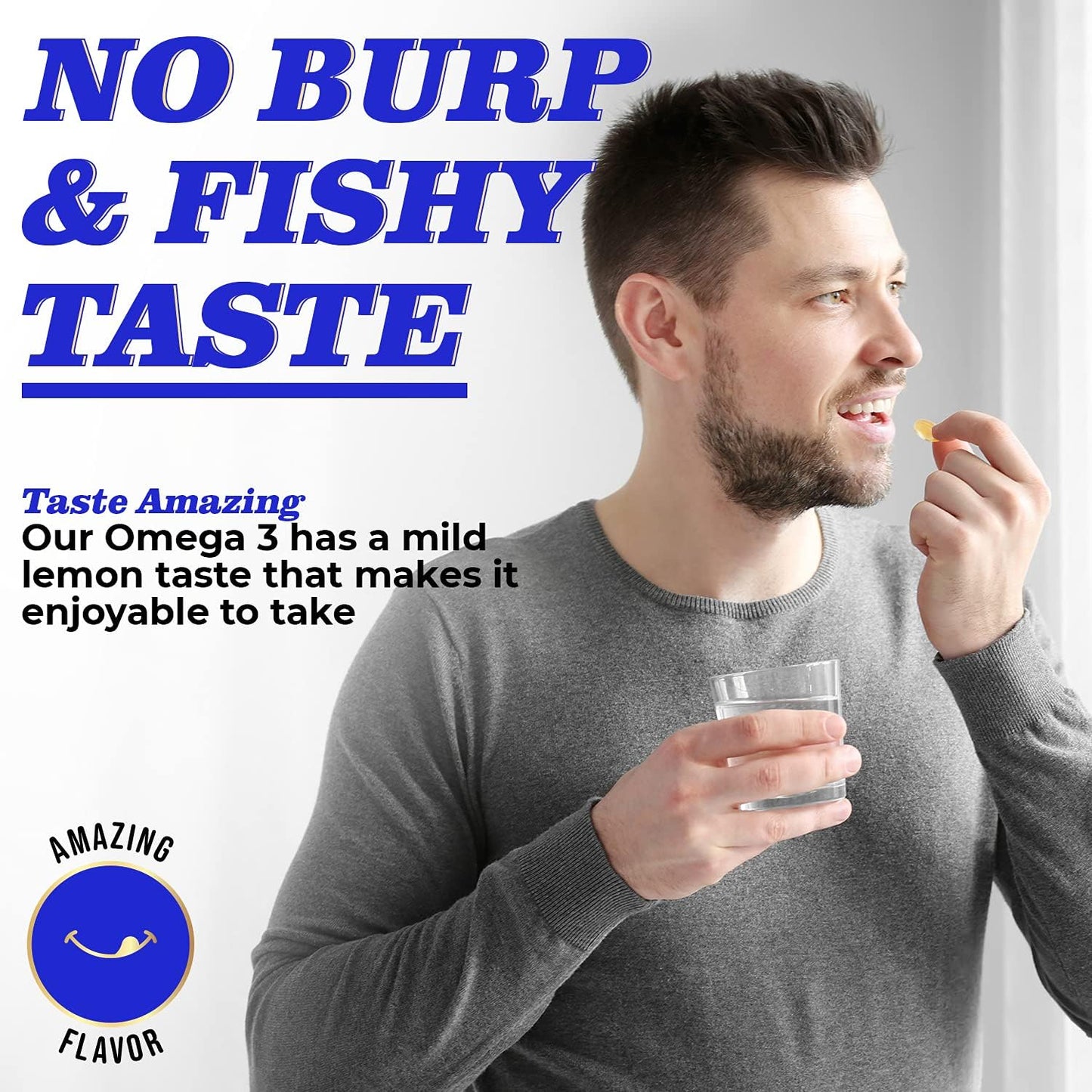 High Potency Omega 3 Fish Oil Supplement - 120 Softgels with EPA 1200mg & DHA 900mg - Promotes Heart and Brain Health - Lemon Flavored, Burpless Formula