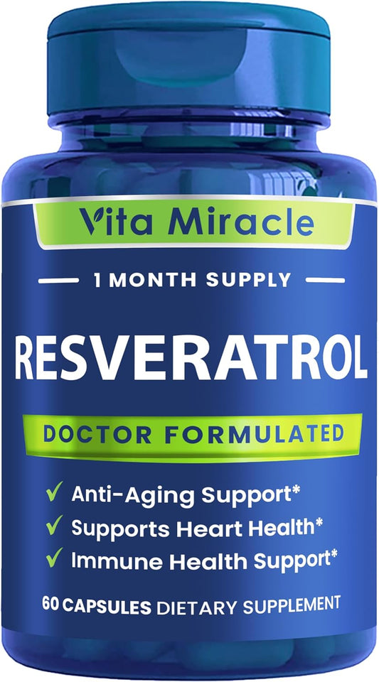 High Potency Organic Resveratrol Supplement - 1200mg for Enhanced Cellular and Cognitive Health - Non GMO - Compare to 500mg or 1000mg doses