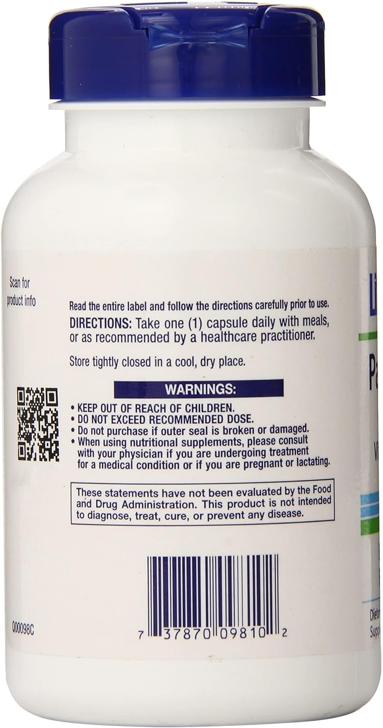 High Potency Pantothenic Acid (Vitamin B-5) 500mg - 100 Vegan Capsules for Life Extension