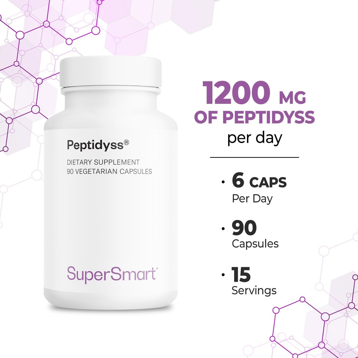 High Potency Peptidea Fish Protein Hydrolysate Supplement - 1200mg Daily - Amino Acids & Peptides Complex - Non-GMO - 90 Capsules