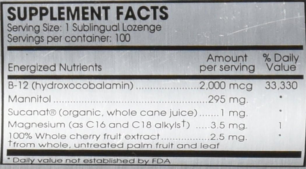 High Potency Perque Activated Vitamin B-12 Guard Lozenges (2000 mcg, 100 Count)