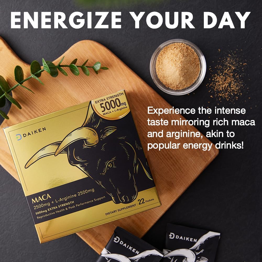 High Potency Peruvian Maca Root Powder Blend with L-Arginine for Men and Women - 15,000 mg - Vegan - Lab Tested