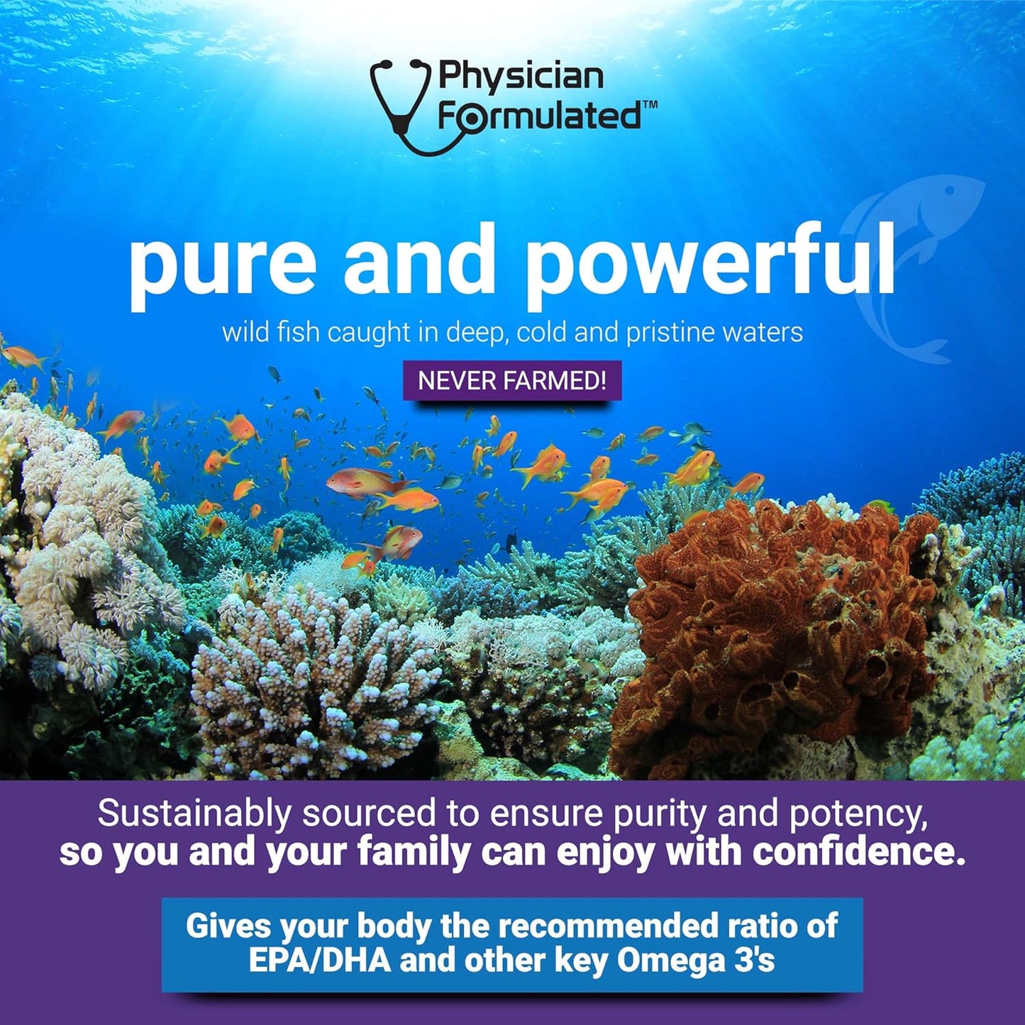 High Potency Physician Formulated Fish Oil Omega 3 Supplement - 3000mg per Serving with EPA, DHA, and Total Omega 3 6 9 - 180 Capsules