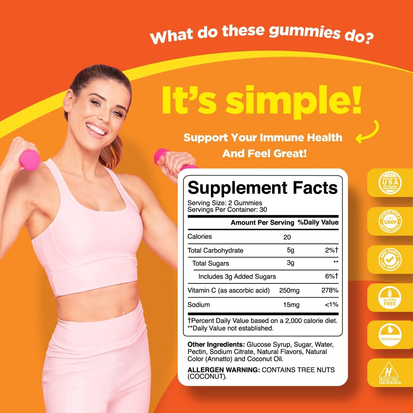 High Potency Phytoral Natural Vitamin C Gummies for Adults - Immune Support with Brain-Boosting Vitamins - Chewable Ascorbic Acid Supplement