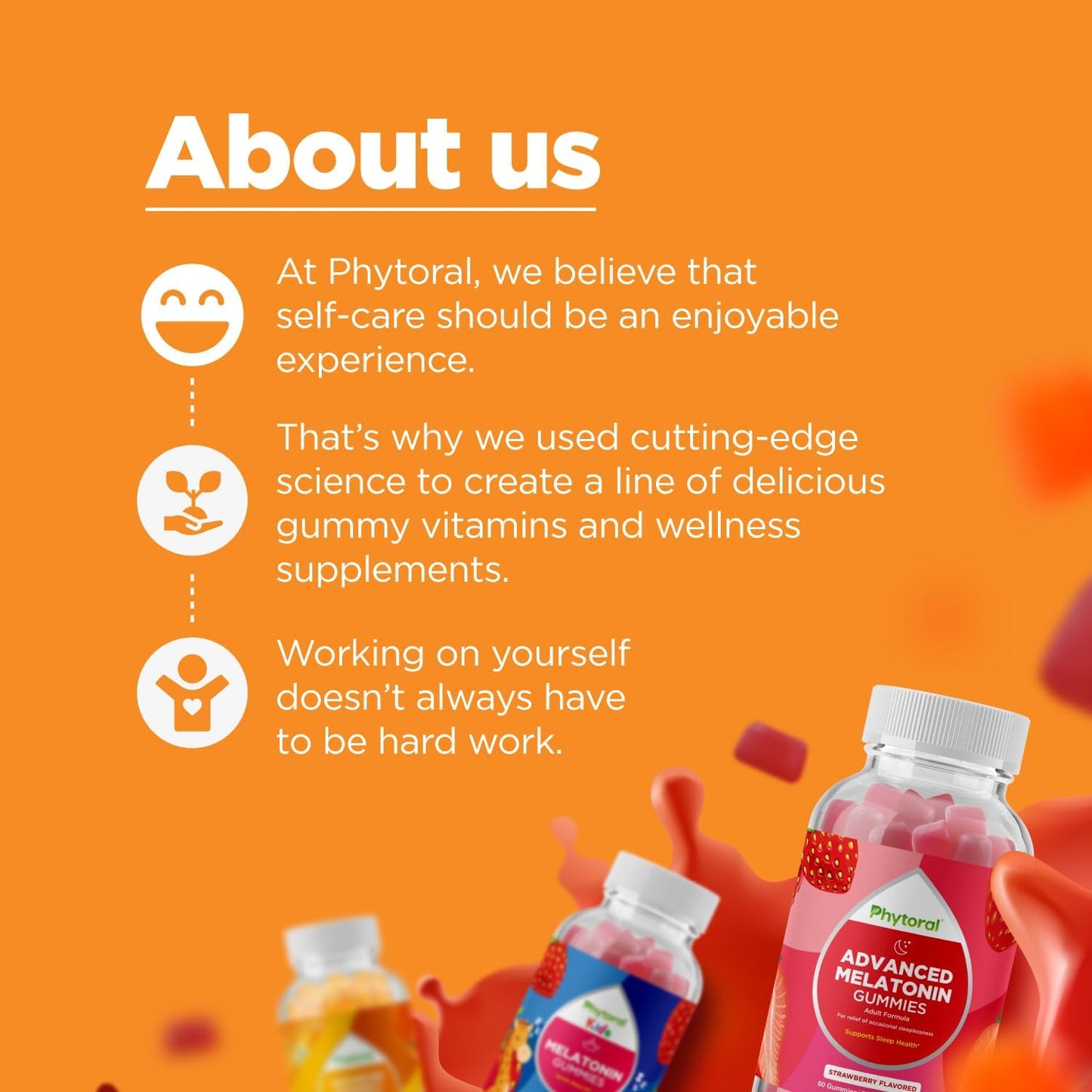 High Potency Phytoral Natural Vitamin C Gummies for Adults - Immune Support with Brain-Boosting Vitamins - Chewable Ascorbic Acid Supplement