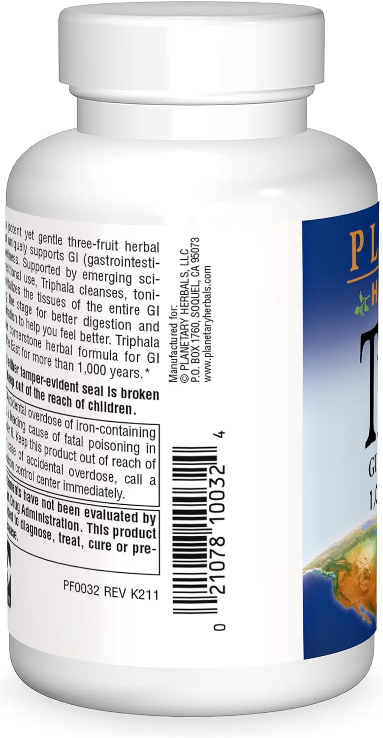 High Potency Planetary Herbals Triphala 1000mg Supplement - 90 Tablets