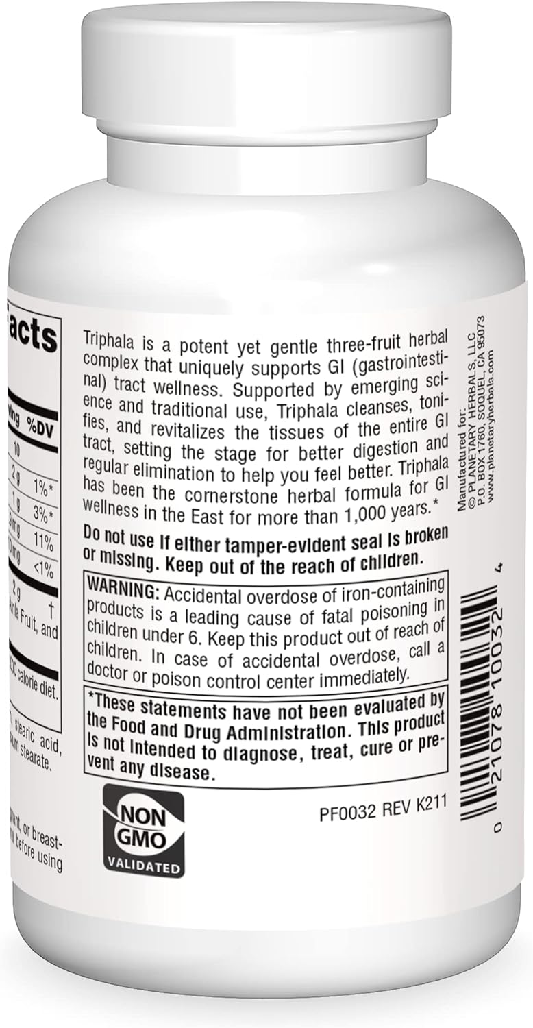 High Potency Planetary Herbals Triphala 1000mg Supplement - 90 Tablets
